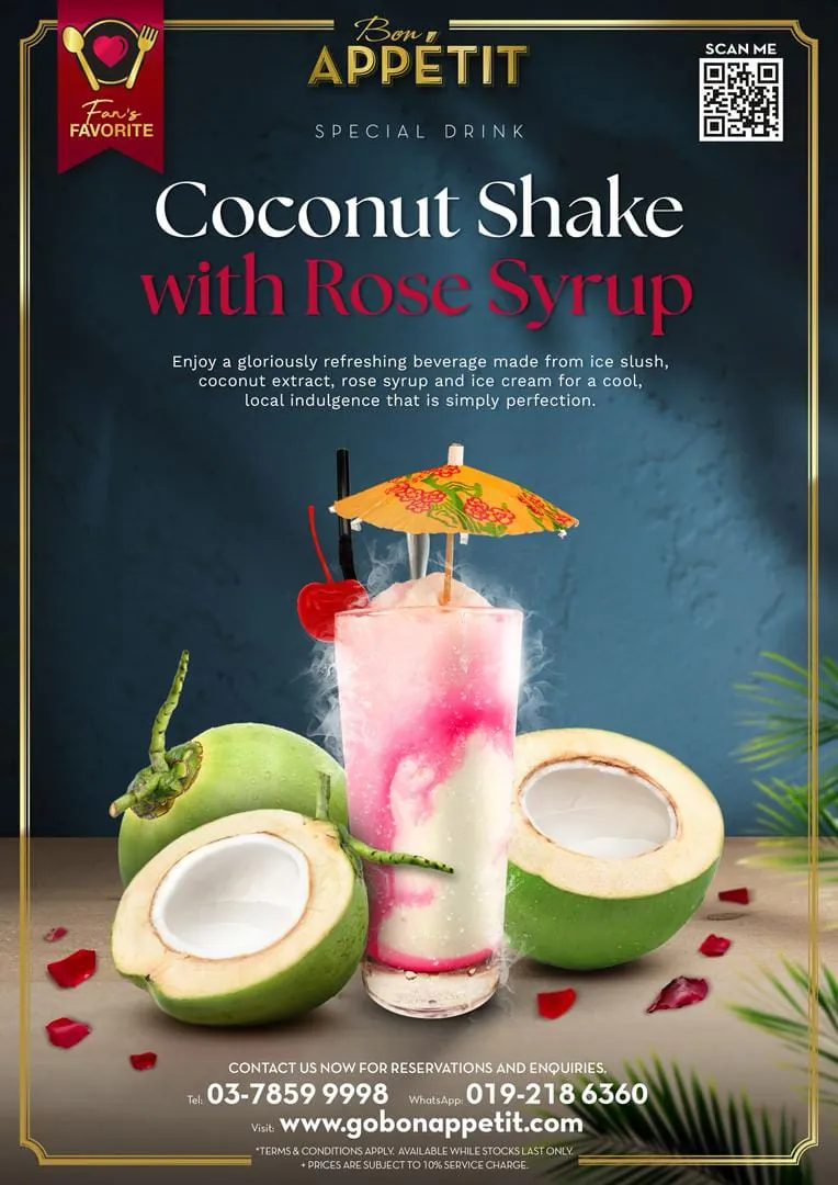 Coconut Shake with Rose Syrup
